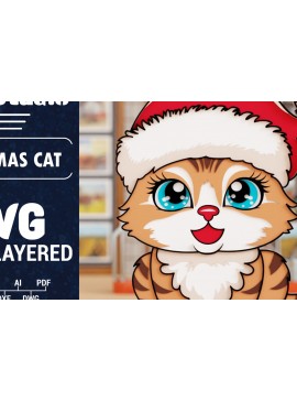 Σετ των 2 Intra απο ξύλο plywood 3mm-4mm πάχος Τρισδιάστατη χριστουγεννιάτικη γάτα Δίασταση 1500x1500 cm INTRAFABR-101873933