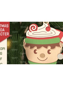 Σετ των 3 Intra απο ξύλο plywood 3mm-4mm πάχος Τρισδιάστατη με χριστουγεννιάτικο κακάο. Χριστούγεννα Δίασταση 8x8 cm INTRAFABR-105753506