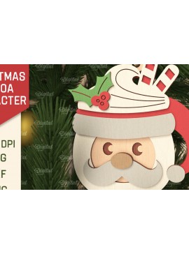 Σετ των 3 Intra απο ξύλο plywood 3mm-4mm πάχος Τρισδιάστατη Χριστουγεννιάτικη με κακάο Άγιου Βασίλη Δίασταση 8x8 cm INTRAFABR-105753397