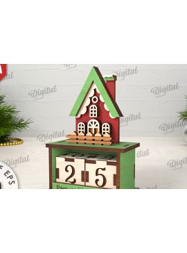 Σετ των 3 Intra απο ξύλο plywood 3mm-4mm πάχος Τρισδιάστατο σχέδιο κοπής με λέιζερ αντίστροφη μέτρηση Χριστουγέννων Δίασταση 15x15 cm INTRAFABR-110675687