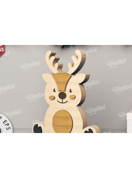 Σετ των 2 Intra απο ξύλο plywood 3mm-4mm πάχος Τρισδιάστατη Χριστουγεννιάτικη χαριτωμένη Δίασταση 15x15 cm INTRAFABR-110759171