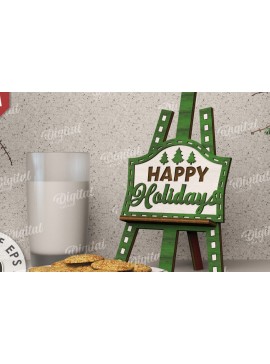 Σετ των 2 Intra απο ξύλο plywood 3mm-4mm πάχος Τρισδιάστατη Χριστουγεννιάτικη Διακόσμηση Δίασταση 15x15 cm INTRAFABR-110122234