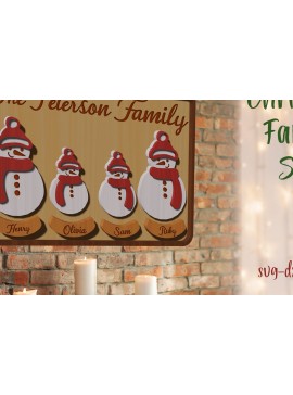 Σετ των 2 Intra απο ξύλο plywood 3mm-4mm πάχος 3D Χριστουγεννιάτικο οικογενειακό σημάδι κοπής με λέιζερ Δίασταση 15x15 cm INTRAFABR-79228270