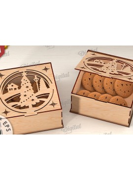 Σετ των 2 Intra απο ξύλο plywood 3mm-4mm πάχος Τρισδιάστατο χριστουγεννιάτικο κουτί δώρου Δίασταση 15x15 cm INTRAFABR-109928491