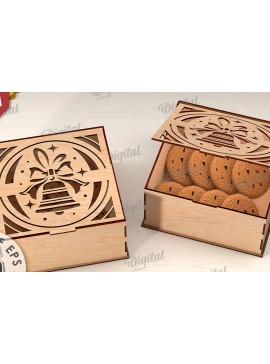 Σετ των 2 Intra απο ξύλο plywood 3mm-4mm πάχος Τρισδιάστατο χριστουγεννιάτικο κουτί δώρου Δίασταση 15x15 cm INTRAFABR-109928283