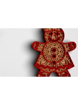 Σετ των 2 Intra απο ξύλο plywood 3mm-4mm πάχος 3D Χριστουγεννιάτικου μελόψωμο Δίασταση 30x30 cm INTRAFABR-77143567