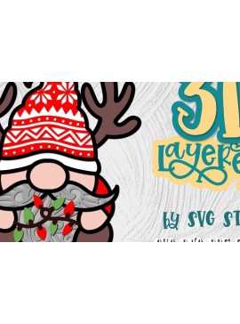 Σετ των 2 Intra απο ξύλο plywood 3mm-4mm πάχος 3D Christmas Gnome 02 Layered Design Δίασταση 15x15 cm INTRAFABR-35011863