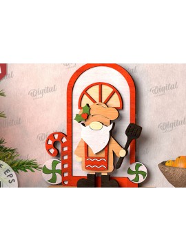 Σετ των 2 Intra απο ξύλο plywood 3mm-4mm πάχος 3D Χριστουγεννιάτικο Gnome στη βεράντα Cu Δίασταση 15x15 cm INTRAFABR-111206267
