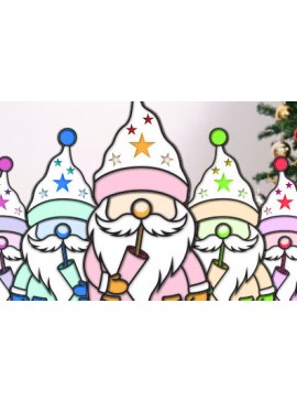 Σετ των 2 Intra απο ξύλο plywood 3mm-4mm πάχος Τρισδιάστατο σχέδιο χριστουγεννιάτικου Gnome Paper Cut Δίασταση 15x15 cm INTRAFABR-75987597