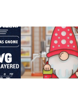 Σετ των 2 Intra απο ξύλο plywood 3mm-4mm πάχος 3D Christmas Gnome  Papercut Δίασταση 1200x1200 cm INTRAFABR-109107133