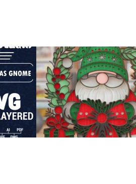 Σετ των 2 Intra απο ξύλο plywood 3mm-4mm πάχος 3D Christmas Gnome  Papercut Δίασταση 1200x1200 cm INTRAFABR-109463932