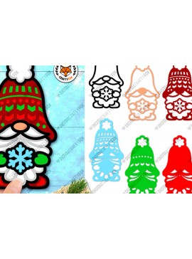 Σετ των 2 Intra απο ξύλο plywood 3mm-4mm πάχος 3D Χριστουγεννιάτικο Gnome με Snowflake Δίασταση 2500x3600 cm INTRAFABR-97371128