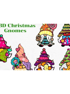 Σετ των 2 Intra απο ξύλο plywood 3mm-4mm πάχος 3D Christmas Gnomes 6 Design Δίασταση 15x15 cm INTRAFABR-85049281
