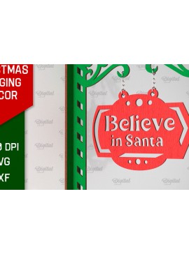 Σετ των 2 Intra απο ξύλο plywood 3mm-4mm πάχος Τρισδιάστατη χριστουγεννιάτικη κρεμαστή διακόσμηση με λέιζερ Δίασταση 15x15 cm INTRAFABR-106536568