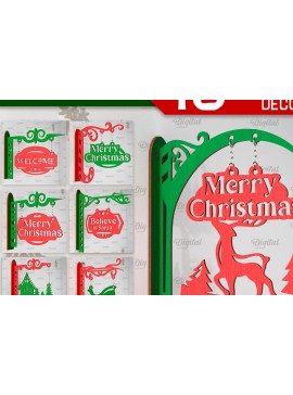 Σετ των 2 Intra απο ξύλο plywood 3mm-4mm πάχος Τρισδιάστατη χριστουγεννιάτικη κρεμαστή διακόσμηση με λέιζερ Δίασταση 15x15 cm INTRAFABR-106536646