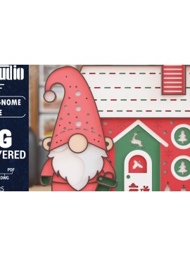 Σετ των 3 Intra απο ξύλο plywood 3mm-4mm πάχος 3D Χριστουγεννιάτικο Σπίτι Gnome  Δίασταση 1200x1200 cm INTRAFABR-111894310