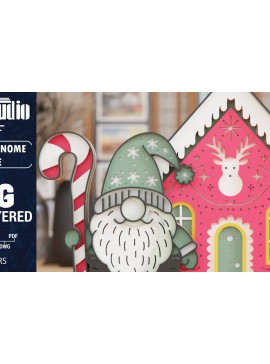 Σετ των 2 Intra απο ξύλο plywood 3mm-4mm πάχος 3D Χριστουγεννιάτικο Σπίτι Gnome  Δίασταση 1200x1200 cm INTRAFABR-111894313