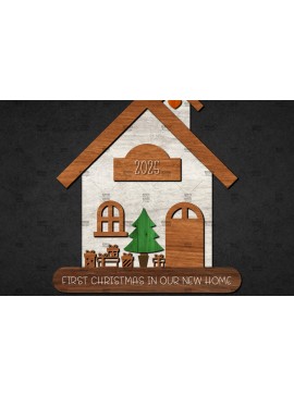 Σετ των 2 Intra απο ξύλο plywood 3mm-4mm πάχος Τρισδιάστατο χριστουγεννιάτικο σπίτι με στρώσεις Δίασταση 15x15 cm INTRAFABR-110186736