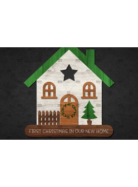 Σετ των 2 Intra απο ξύλο plywood 3mm-4mm πάχος Τρισδιάστατο χριστουγεννιάτικο σπίτι με στρώσεις Δίασταση 15x15 cm INTRAFABR-110186750