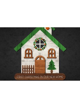 Σετ των 2 Intra απο ξύλο plywood 3mm-4mm πάχος Τρισδιάστατο χριστουγεννιάτικο σπίτι με στρώσεις Δίασταση 15x15 cm INTRAFABR-110186760