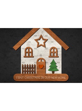 Σετ των 2 Intra απο ξύλο plywood 3mm-4mm πάχος Τρισδιάστατο χριστουγεννιάτικο σπίτι με στρώσεις Δίασταση 15x15 cm INTRAFABR-110186774
