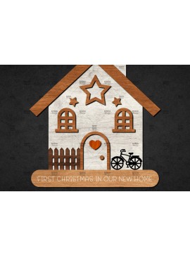 Σετ των 2 Intra απο ξύλο plywood 3mm-4mm πάχος Τρισδιάστατο χριστουγεννιάτικο σπίτι με στρώσεις Δίασταση 15x15 cm INTRAFABR-110186800