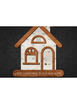 Σετ των 2 Intra απο ξύλο plywood 3mm-4mm πάχος Τρισδιάστατο χριστουγεννιάτικο σπίτι με στρώσεις Δίασταση 15x15 cm INTRAFABR-110186658