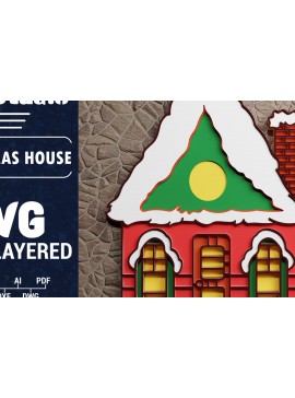 Σετ των 2 Intra απο ξύλο plywood 3mm-4mm πάχος Τρισδιάστατη κοπή χαρτιού χριστουγεννιάτικου σπιτιού Δίασταση 1200x1200 cm INTRAFABR-71391907