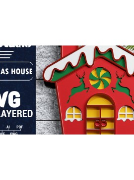 Σετ των 2 Intra απο ξύλο plywood 3mm-4mm πάχος Τρισδιάστατη κοπή χαρτιού χριστουγεννιάτικου σπιτιού Δίασταση 1200x1200 cm INTRAFABR-71468498