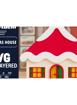 Σετ των 2 Intra απο ξύλο plywood 3mm-4mm πάχος Τρισδιάστατη κοπή χαρτιού χριστουγεννιάτικου σπιτιού Δίασταση 1500x1500 cm INTRAFABR-103031958