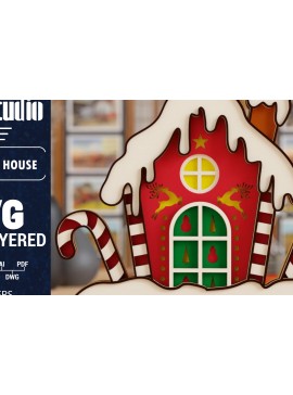 Σετ των 2 Intra απο ξύλο plywood 3mm-4mm πάχος Τρισδιάστατη κοπή χαρτιού χριστουγεννιάτικου σπιτιού Δίασταση 1500x1500 cm INTRAFABR-106705328