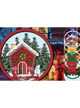 Σετ των 2 Intra απο ξύλο plywood 3mm-4mm πάχος Τρισδιάστατο χριστουγεννιάτικο κομμένο Δίασταση 1200x1200 cm INTRAFABR-32911009