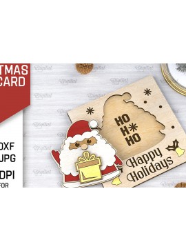 Σετ των 2 Intra απο ξύλο plywood 3mm-4mm πάχος Τρισδιάστατη χριστουγεννιάτικη παιδική κάρτα κοπής με λέιζερ Δίασταση 15x15 cm INTRAFABR-106598994