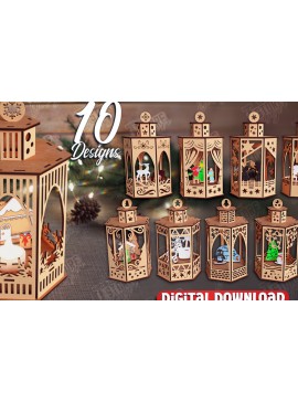 Σετ των 2 Intra απο ξύλο plywood 3mm-4mm πάχος 3D Χριστουγεννιάτικου Φαναριού | Αργία Δίασταση 15x15 cm INTRAFABR-110588615