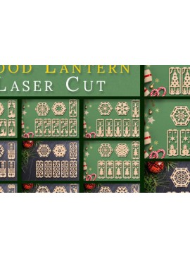 Σετ των 2 Intra απο ξύλο plywood 3mm-4mm πάχος Τρισδιάστατη δέσμη κοπής χριστουγεννιάτικου φαναριού με λέιζερ Δίασταση 15x15 cm INTRAFABR-83360092