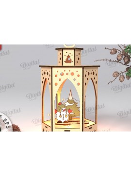 Σετ των 2 Intra απο ξύλο plywood 3mm-4mm πάχος Τρισδιάστατο σχέδιο κοπής με λέιζερ Χριστουγεννιάτικο φανάρι Δίασταση 15x15 cm INTRAFABR-108833479