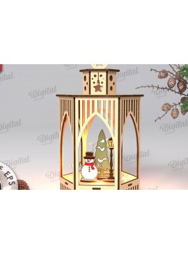 Σετ των 2 Intra απο ξύλο plywood 3mm-4mm πάχος Τρισδιάστατο σχέδιο κοπής με λέιζερ Χριστουγεννιάτικο φανάρι Δίασταση 15x15 cm INTRAFABR-108833605
