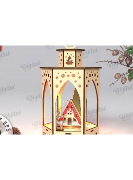 Σετ των 2 Intra απο ξύλο plywood 3mm-4mm πάχος Τρισδιάστατο σχέδιο κοπής με λέιζερ Χριστουγεννιάτικο φανάρι Δίασταση 15x15 cm INTRAFABR-108833673