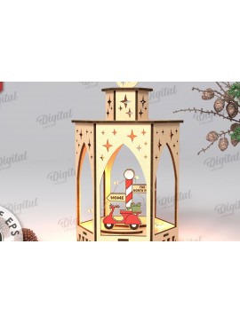 Σετ των 3 Intra απο ξύλο plywood 3mm-4mm πάχος Τρισδιάστατο σχέδιο κοπής με λέιζερ Χριστουγεννιάτικο φανάρι Δίασταση 15x15 cm INTRAFABR-108833810