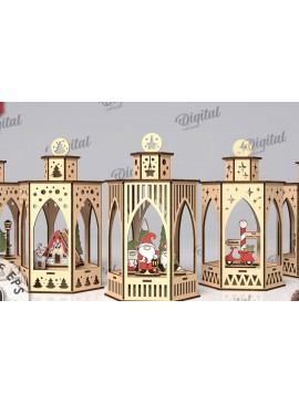 Σετ των 2 Intra απο ξύλο plywood 3mm-4mm πάχος κοπής 3D Χριστουγεννιάτικων Φαναριών με λέιζερ Δίασταση 15x15 cm INTRAFABR-108836503