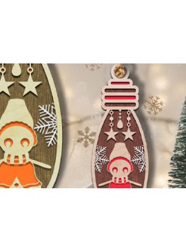 Σετ των 3 Intra απο ξύλο plywood 3mm-4mm πάχος Τρισδιάστατο χριστουγεννιάτικο φωτιστικό στολίδι με λέιζερ Δίασταση 8x8 cm INTRAFABR-80937942