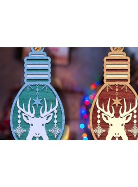 Σετ των 3 Intra απο ξύλο plywood 3mm-4mm πάχος Τρισδιάστατο χριστουγεννιάτικο φωτιστικό στολίδι με λέιζερ Δίασταση 8x8 cm INTRAFABR-80937917