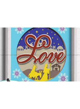Σετ των 3 Intra απο ξύλο plywood 3mm-4mm πάχος 3D Christmas Love Shadow Box Δίασταση 8x8 cm INTRAFABR-53941920