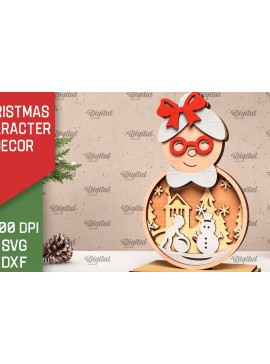 Σετ των 2 Intra απο ξύλο plywood 3mm-4mm πάχος Τρισδιάστατη χριστουγεννιάτικη Mrs Claus Decor Δίασταση 15x15 cm INTRAFABR-105996130