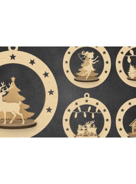 Intra απο ξύλο plywood 3mm-4mm πάχος Τρισδιάστατη δέσμη χριστουγεννιάτικων στολιδιών Δίασταση 30x20 cm INTRAFABR-109143759