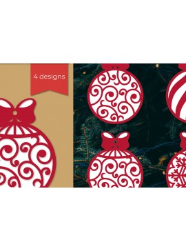 Σετ των 3 Intra απο ξύλο plywood 3mm-4mm πάχος 3D Χριστουγεννιάτικα Στολίδια Χριστουγεννιάτικα Δίασταση 8x8 cm INTRAFABR-106851534