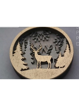 Σετ των 3 Intra απο ξύλο plywood 3mm-4mm πάχος 3D Χριστουγεννιάτικα στολίδια Layered Δίασταση 3x3 cm INTRAFABR-112045441