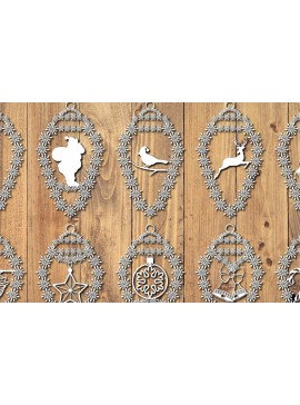 Σετ των 2 Intra απο ξύλο plywood 3mm-4mm πάχος Τρισδιάστατα χριστουγεννιάτικα Papercut , Cut  Δίασταση 15x15 cm INTRAFABR-86616556