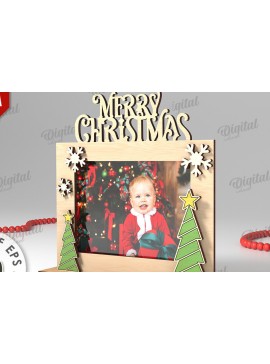 Σετ των 2 Intra απο ξύλο plywood 3mm-4mm πάχος Τρισδιάστατη χριστουγεννιάτικη κορνίζα φωτογραφιών Δίασταση 20x30 cm INTRAFABR-110180183