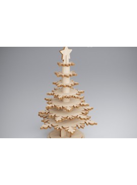 Σετ των 2 Intra απο ξύλο plywood 3mm-4mm πάχος τρισδιάστατο χριστουγεννιάτικο πεύκο. Xmas Δίασταση 15x15 cm INTRAFABR-81907118